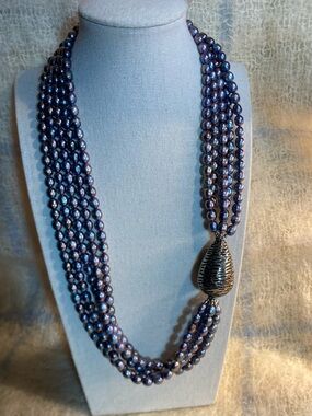 Multi-Strand Peacock Pearl Necklace | 5-Strand Dyed Freshwater Pearls